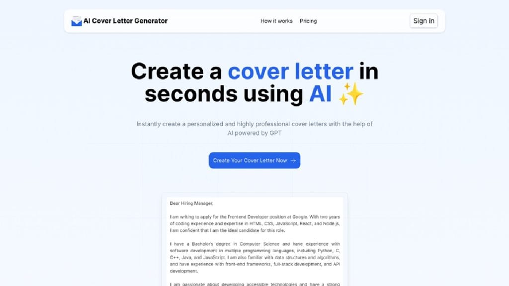 AI Cover Letter Generator